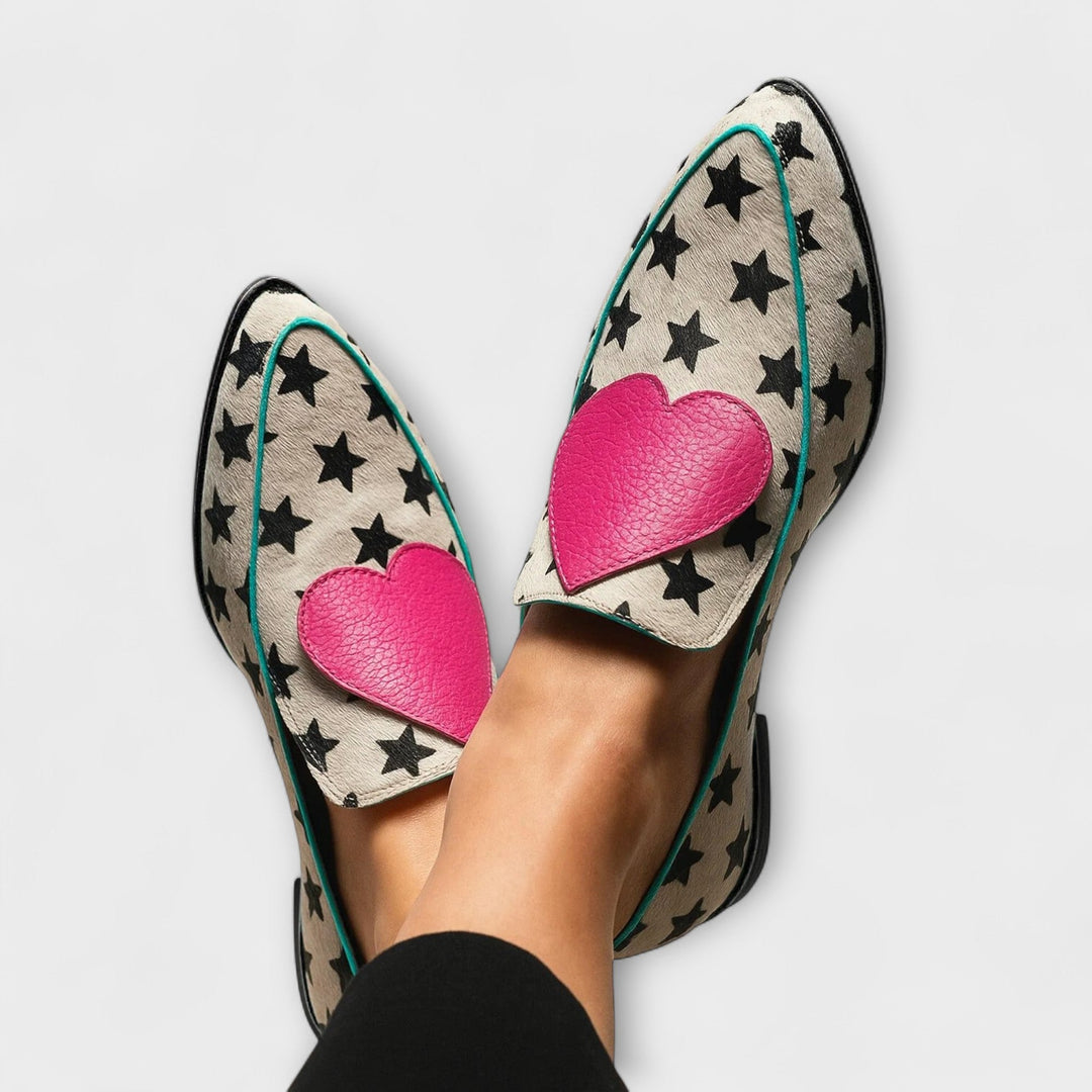 Jovie – Beige Slippers with Heart Patchwork