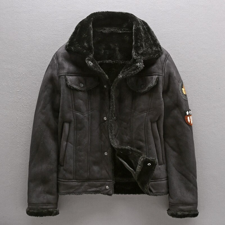 BILLY - Suede Biker Jacket with Lambswool Lining