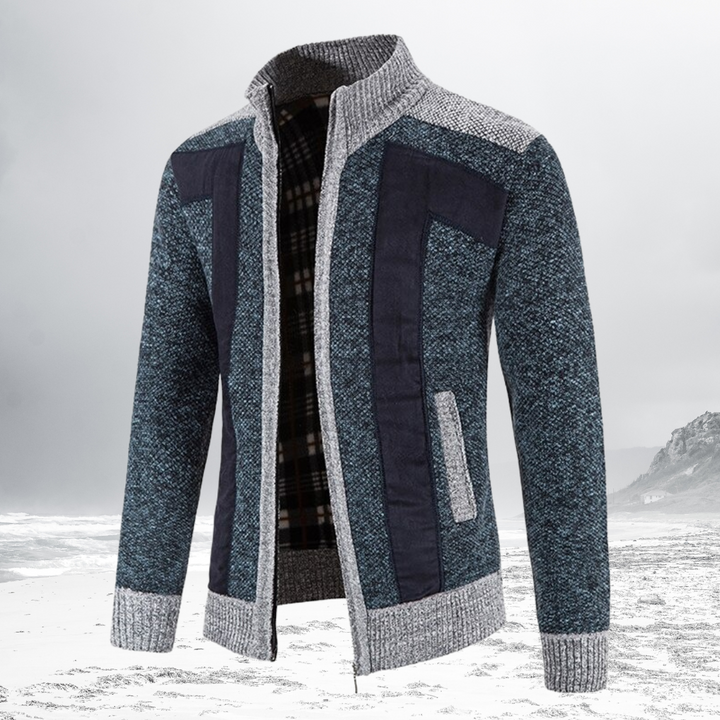 NIKO – Patterned Wool Zip Cardigan