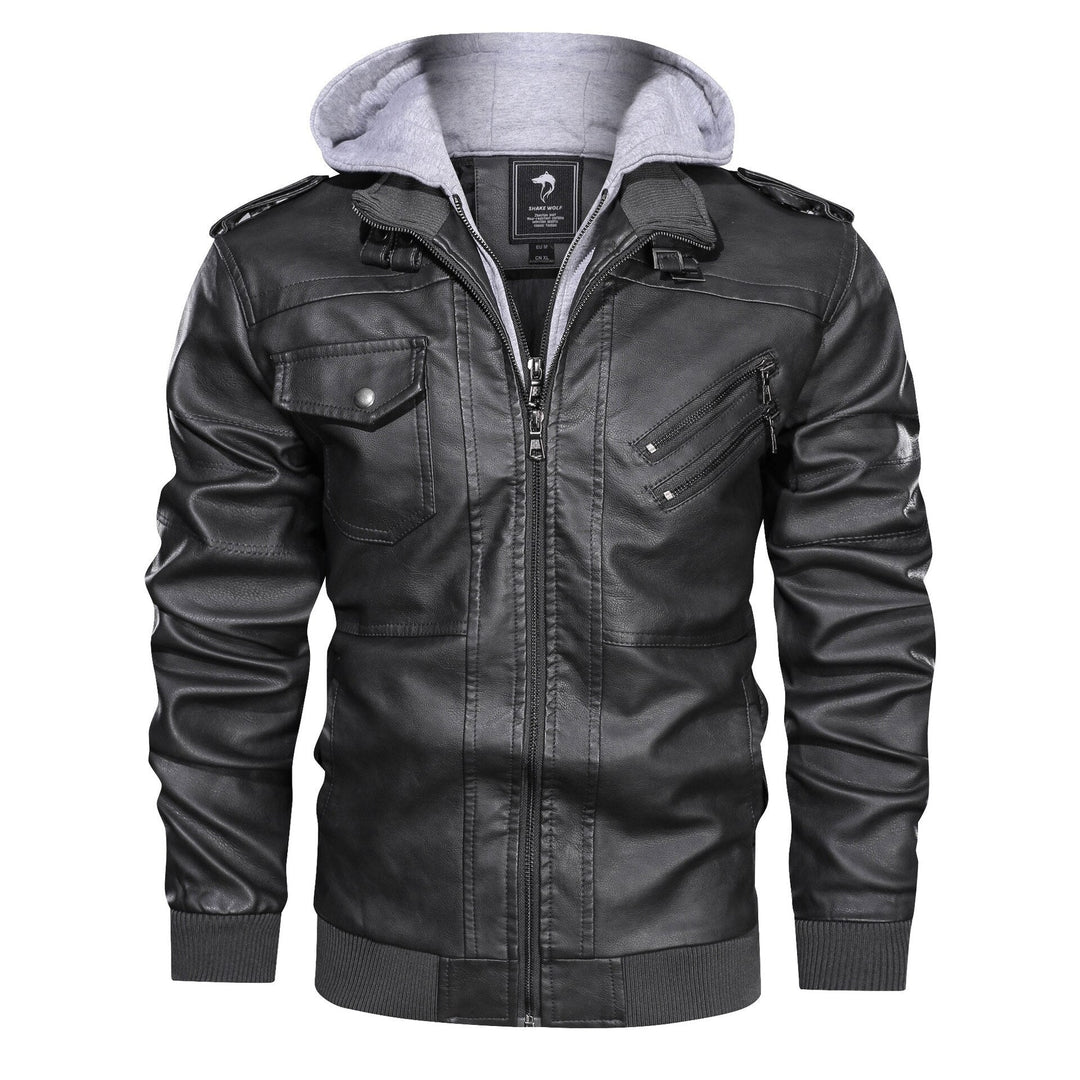 STEELE - Men's Leather Jacket with Hood