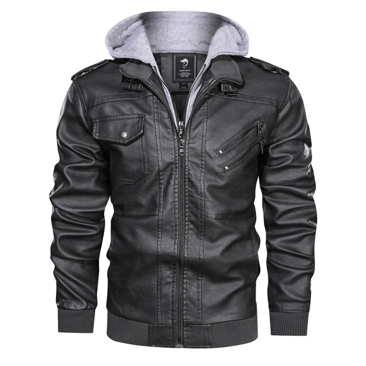 STEELE - Men's Leather Jacket with Hood