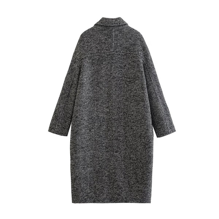 OKU - Herringbone Pattern Overcoat for Women