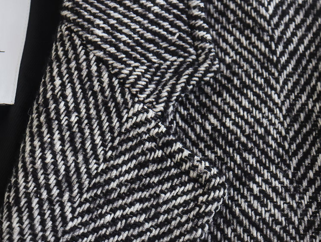 OKU - Herringbone Pattern Overcoat for Women
