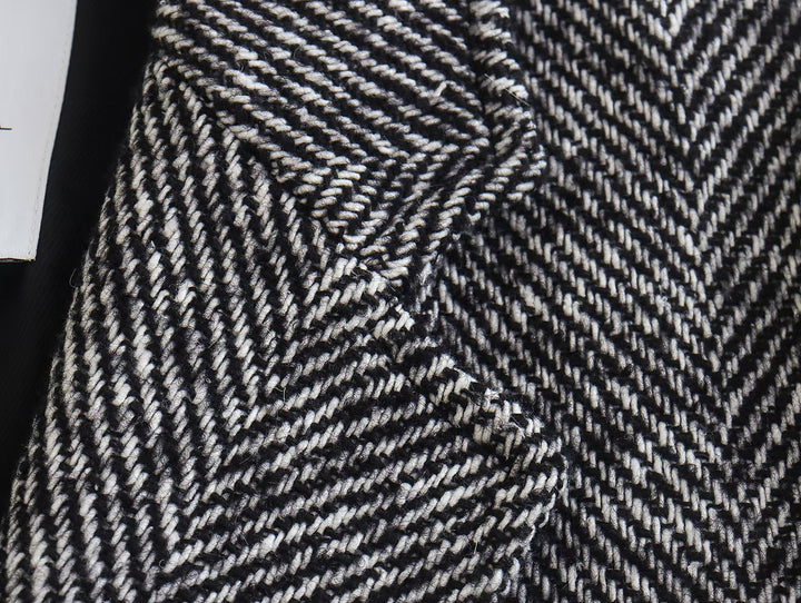 OKU - Herringbone Pattern Overcoat for Women