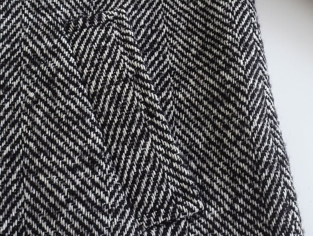 OKU - Herringbone Pattern Overcoat for Women