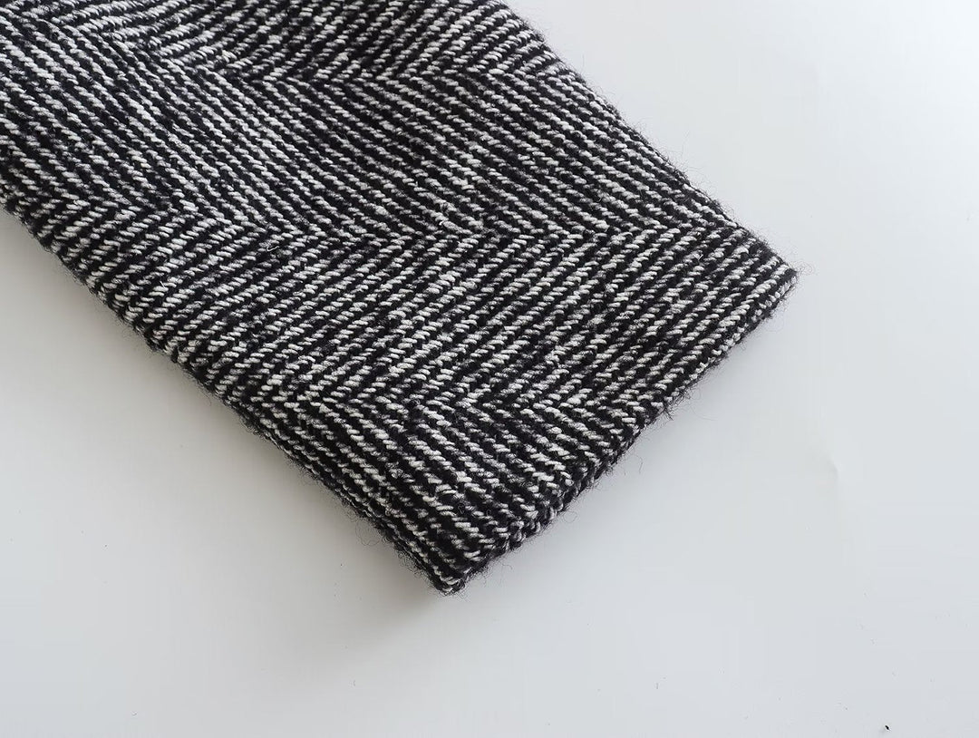 OKU - Herringbone Pattern Overcoat for Women
