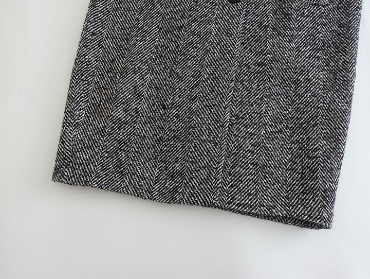 OKU - Herringbone Pattern Overcoat for Women