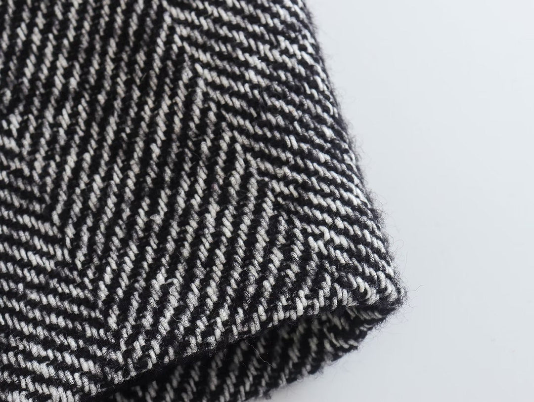OKU - Herringbone Pattern Overcoat for Women