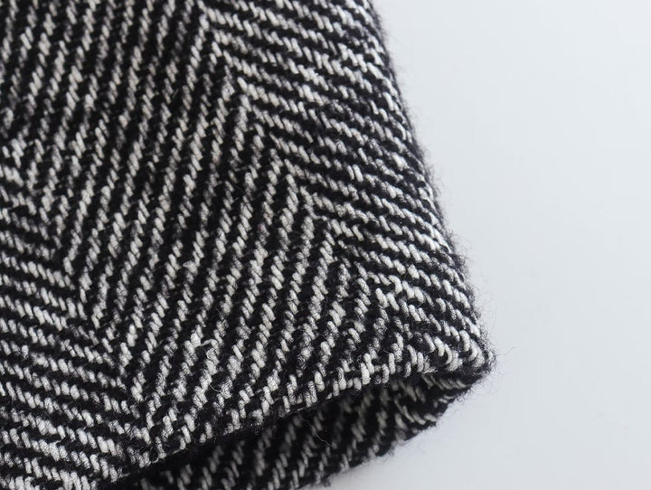 OKU - Herringbone Pattern Overcoat for Women