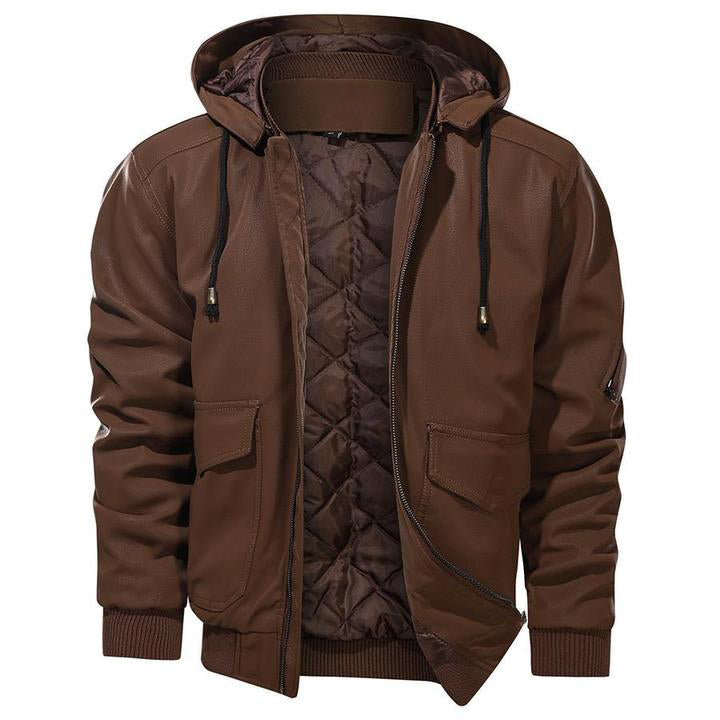 SALVADOR - Men's Leather Jacket with Hood