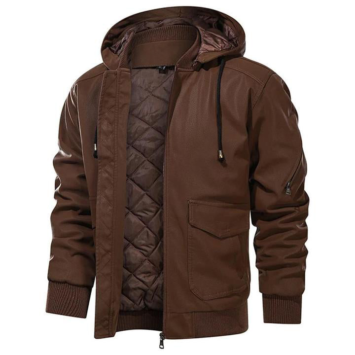 SALVADOR - Men's Leather Jacket with Hood