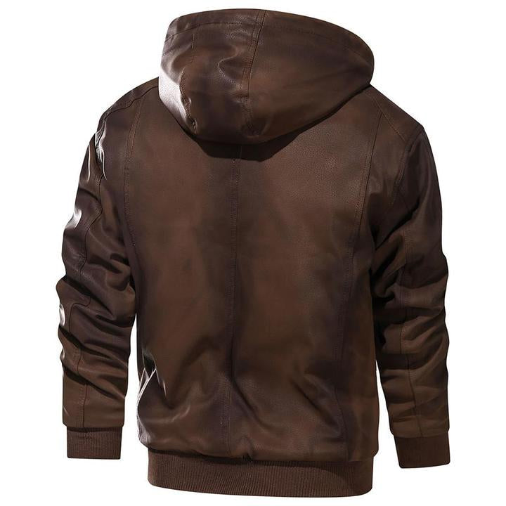 SALVADOR - Men's Leather Jacket with Hood