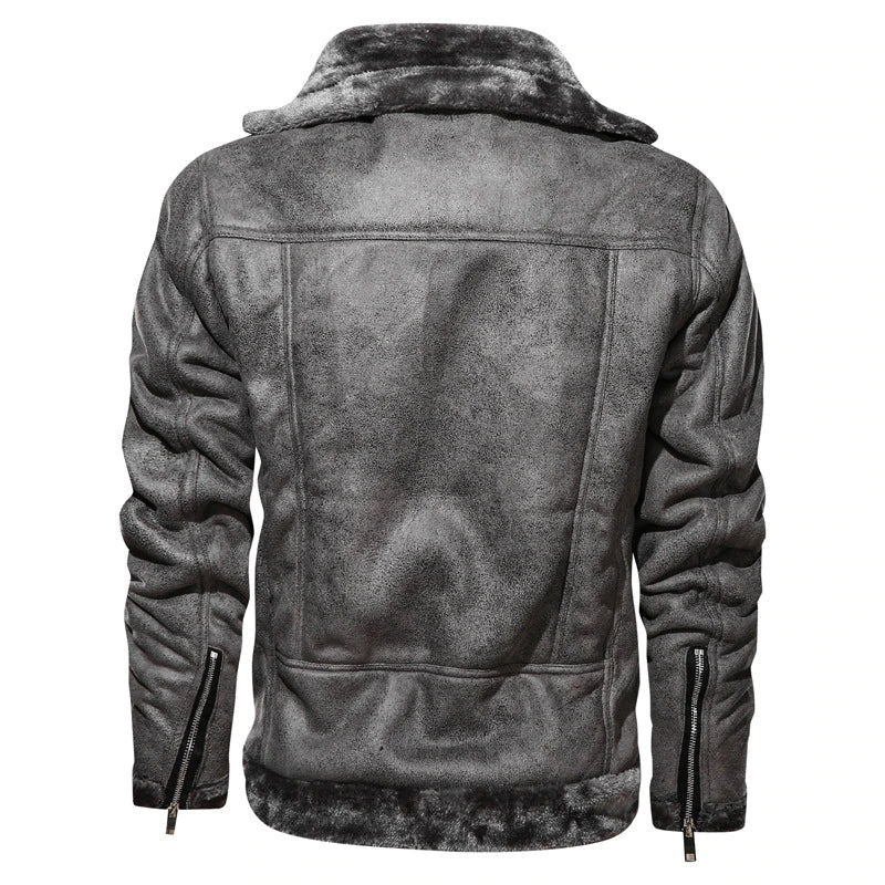 ZAYN – Men's Leather Biker Jacket with Fleece Lining