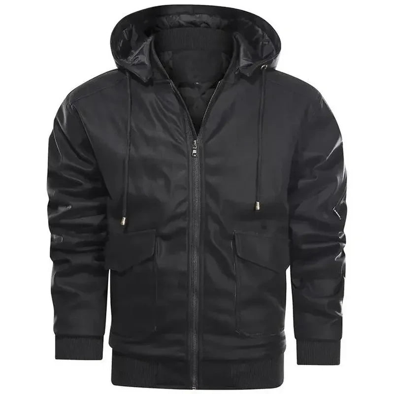 SALVADOR - Men's Leather Jacket with Hood