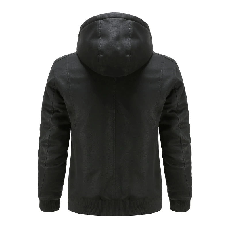 SALVADOR - Men's Leather Jacket with Hood