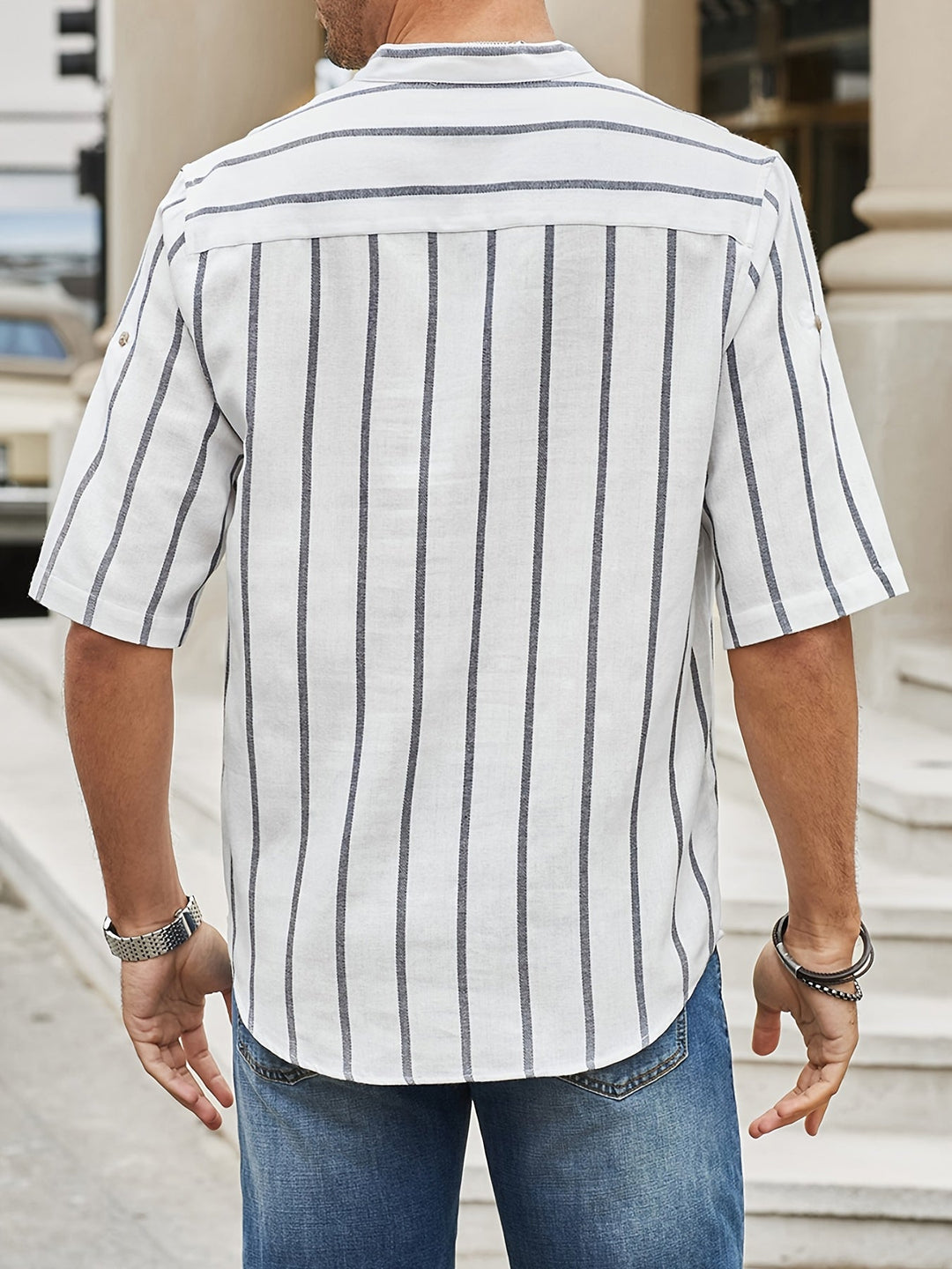 TAYLEN – Classic Striped Button-Up Shirt