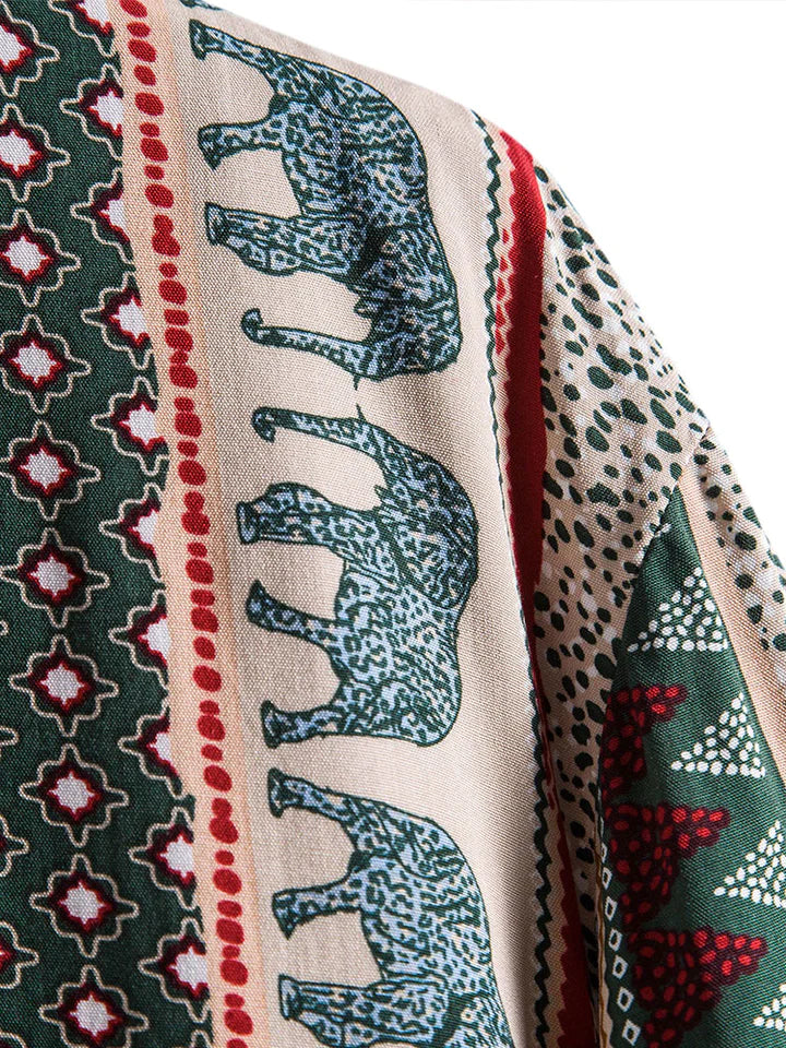 KAI – Geometric Elephant Print Shirt