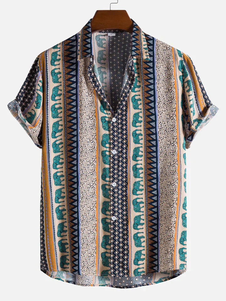 KAI – Geometric Elephant Print Shirt