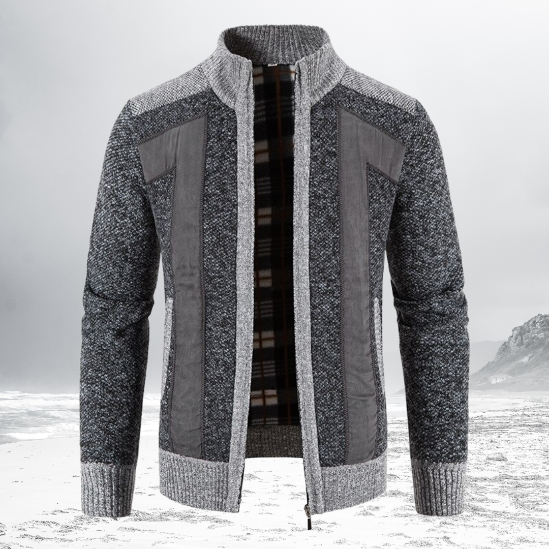 NIKO – Patterned Wool Zip Cardigan