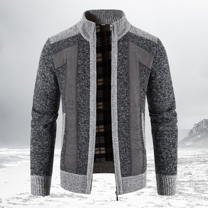 NIKO – Patterned Wool Zip Cardigan