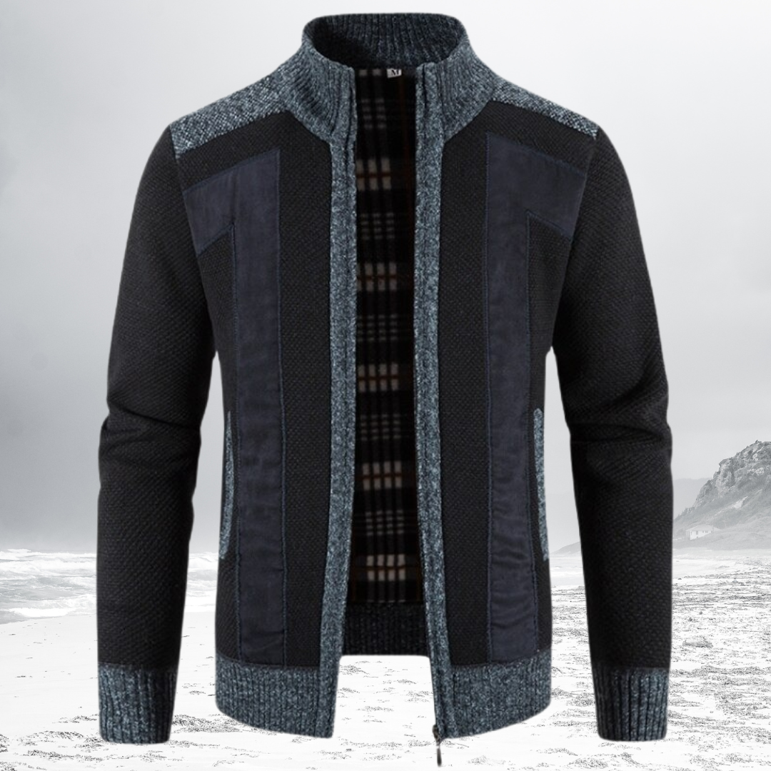 NIKO – Patterned Wool Zip Cardigan