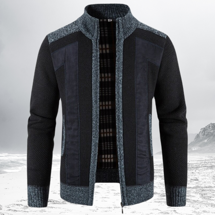 NIKO – Patterned Wool Zip Cardigan