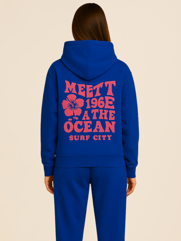 Mila - Comfy Oversized Tracksuit with Surf City Back Print