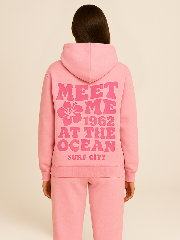 Mila - Comfy Oversized Tracksuit with Surf City Back Print