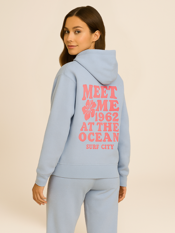 Mila - Comfy Oversized Tracksuit with Surf City Back Print
