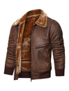 APOLLO -  Men's Vegan Leather Jacket with Shearling Collar