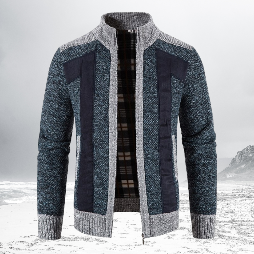 NIKO – Patterned Wool Zip Cardigan