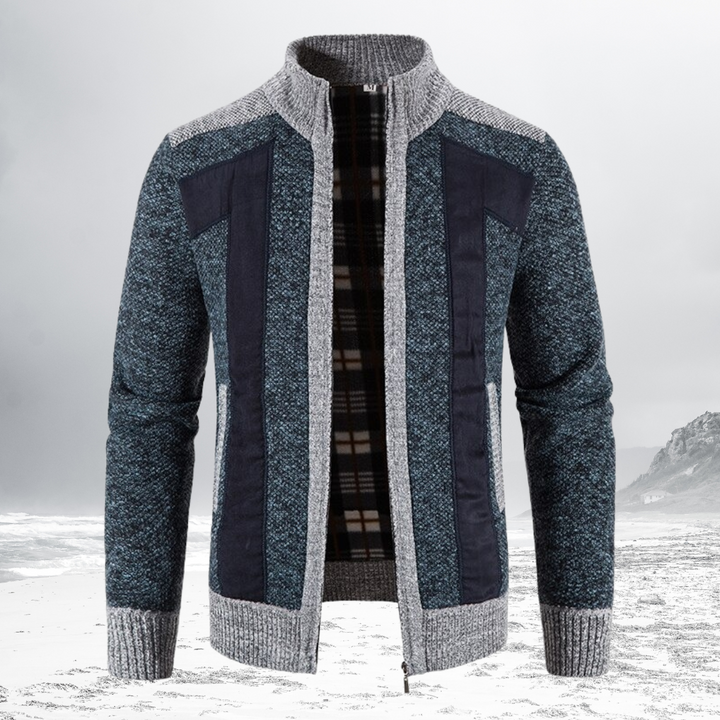 NIKO – Patterned Wool Zip Cardigan