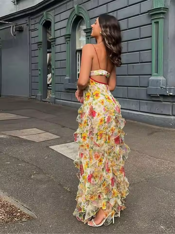 Indigo - Ruffled Floral Dress