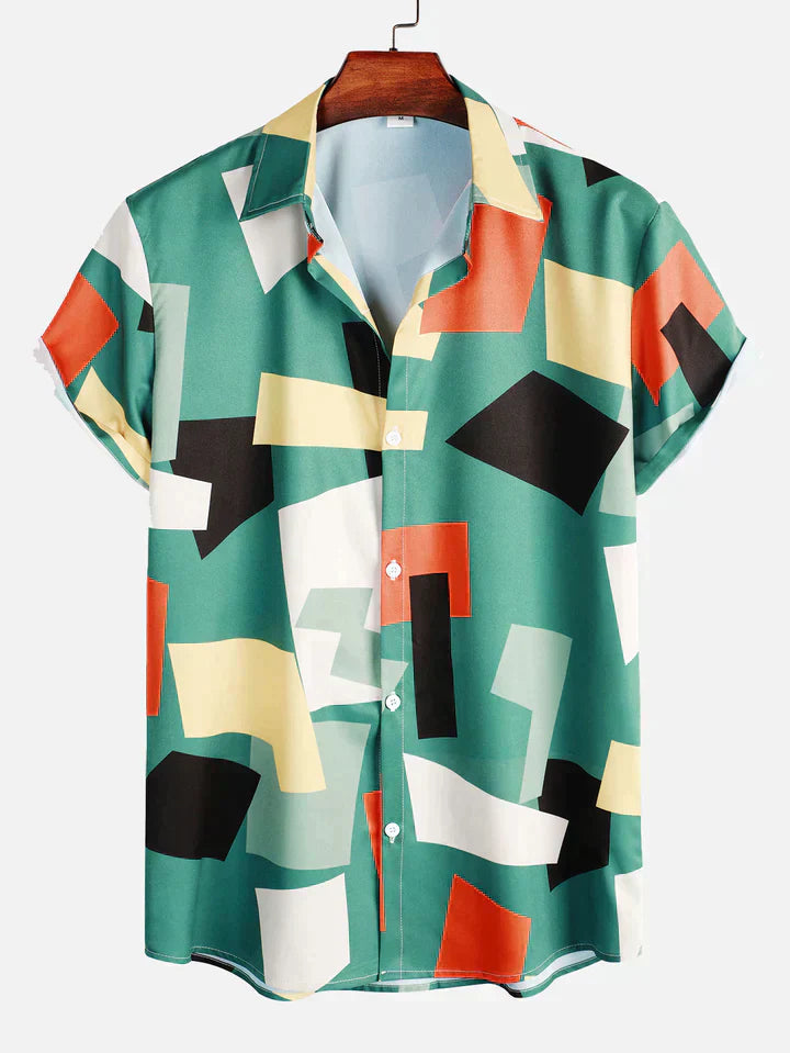 MALIK – Men’s Color Block Print Shirt