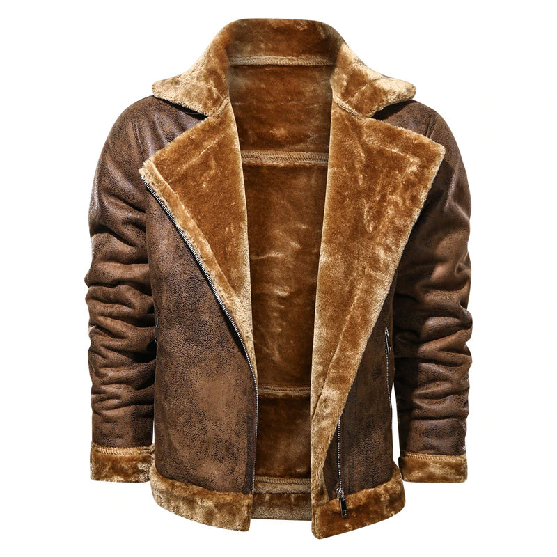 ZAYN – Men's Leather Biker Jacket with Fleece Lining