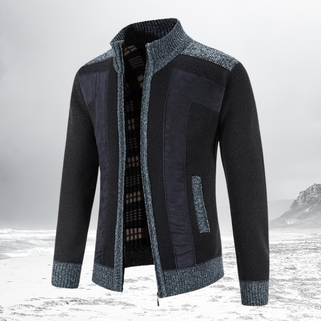 NIKO – Patterned Wool Zip Cardigan