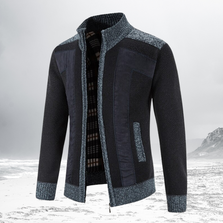 NIKO – Patterned Wool Zip Cardigan