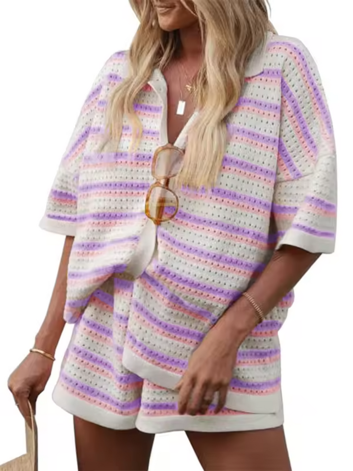 Delaney - Two-Piece Set Striped Loose Fit Summer Clothes Women's Clothing