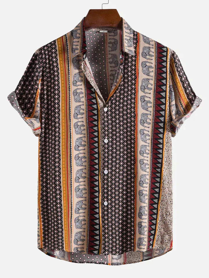 KAI – Geometric Elephant Print Shirt