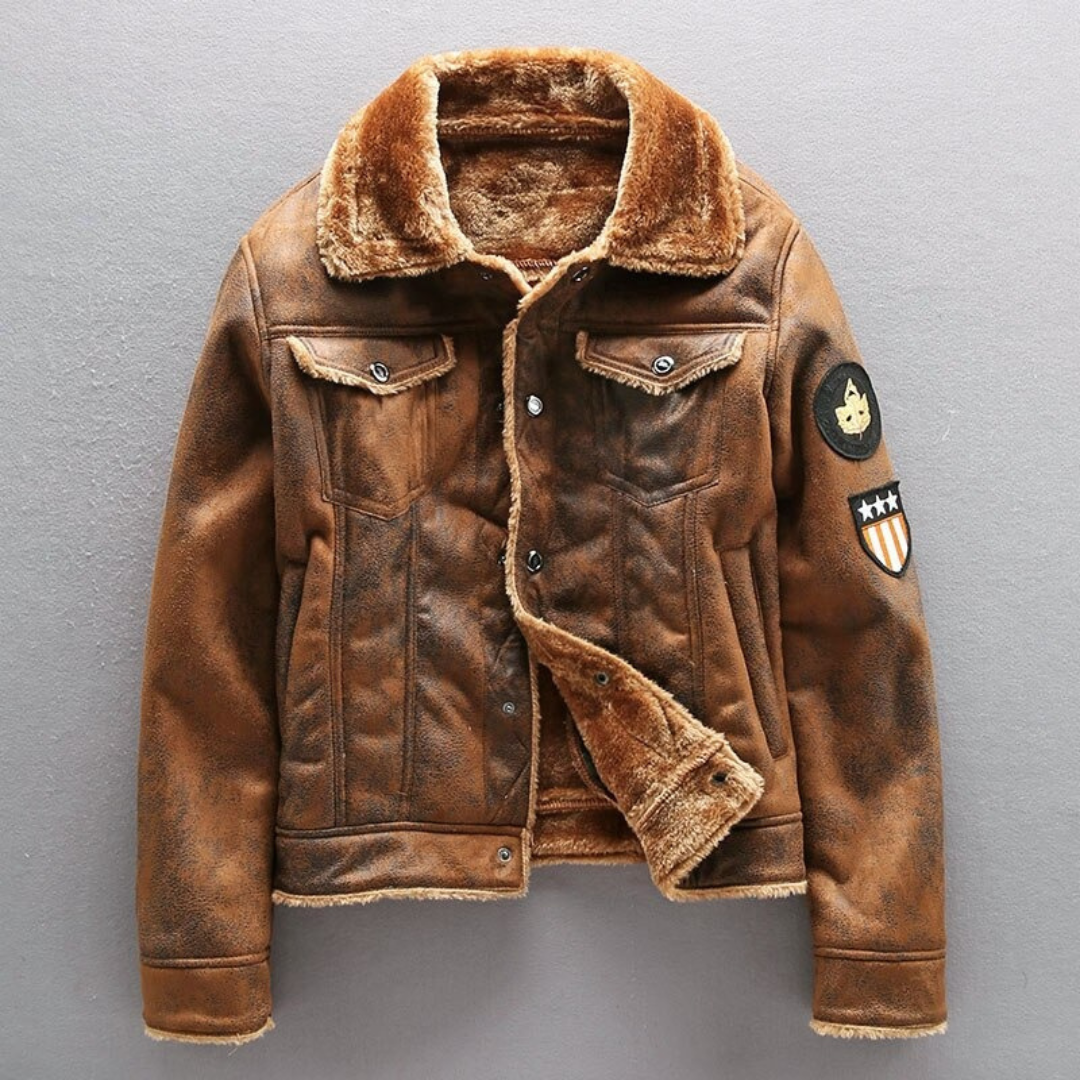 BILLY - Suede Biker Jacket with Lambswool Lining