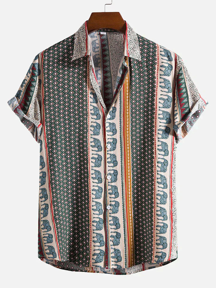 KAI – Geometric Elephant Print Shirt