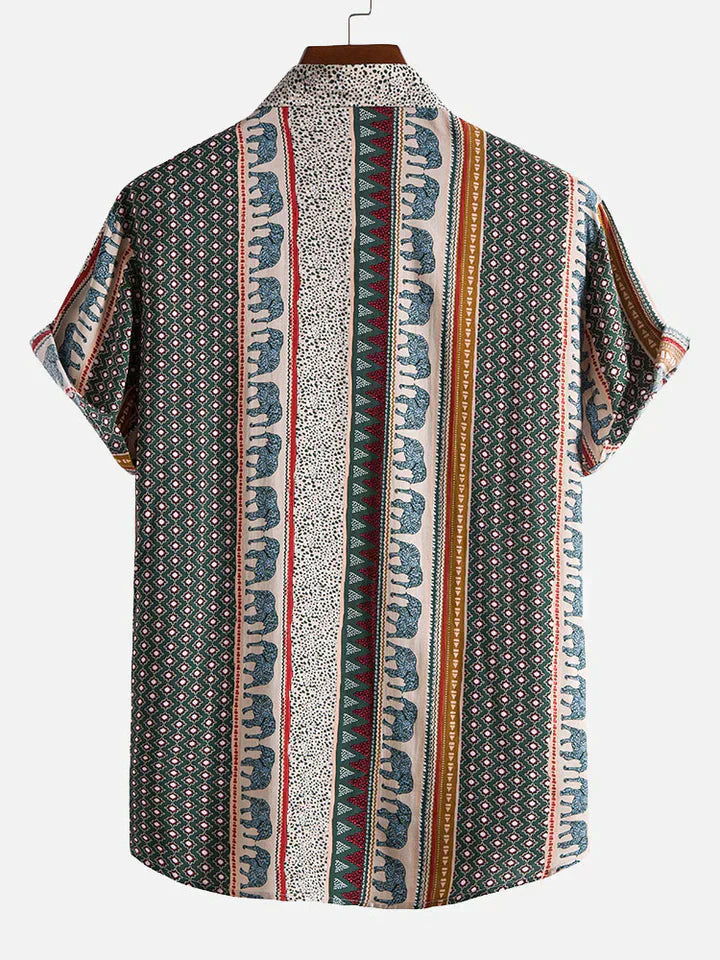 KAI – Geometric Elephant Print Shirt