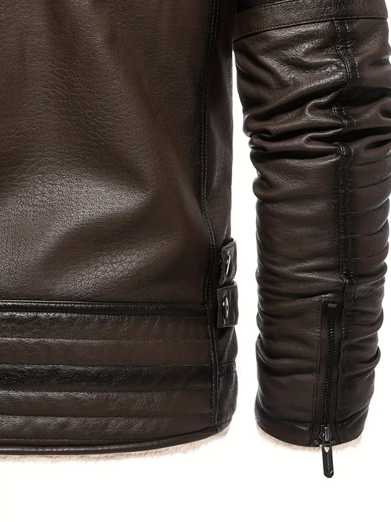 MIGUEL - Shearling Collar Vegan Leather Jacket