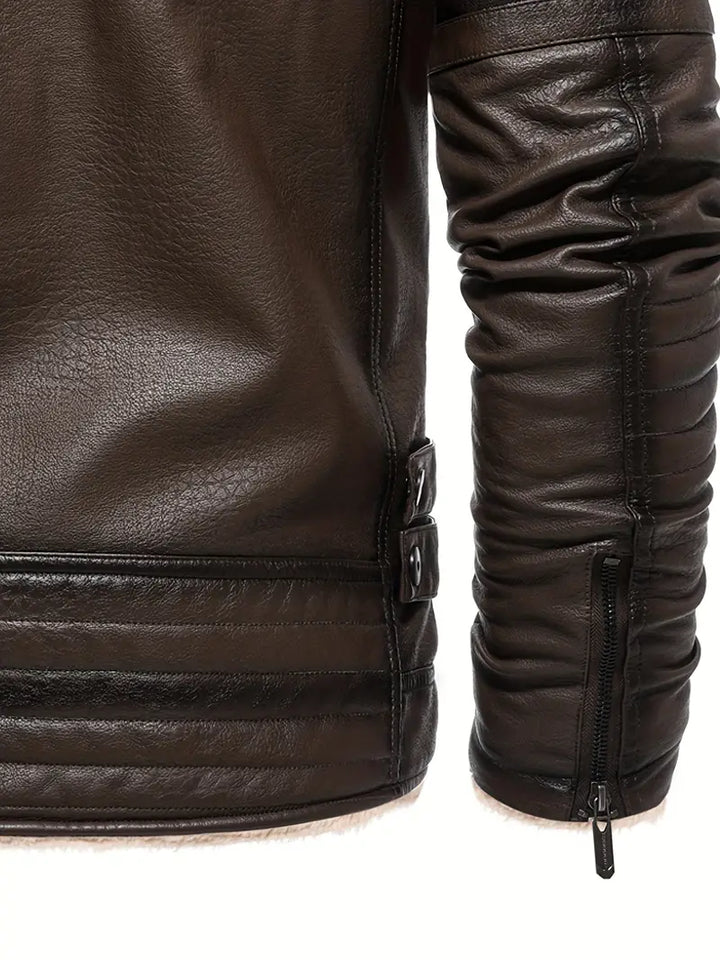 MIGUEL - Shearling Collar Vegan Leather Jacket