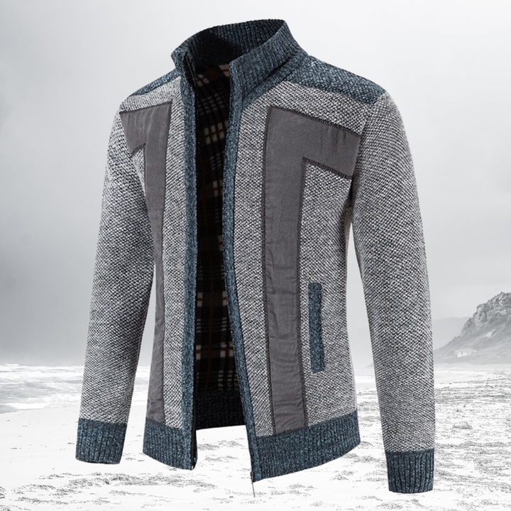 NIKO – Patterned Wool Zip Cardigan