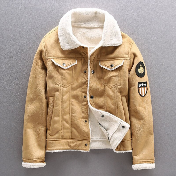 BILLY - Suede Biker Jacket with Lambswool Lining