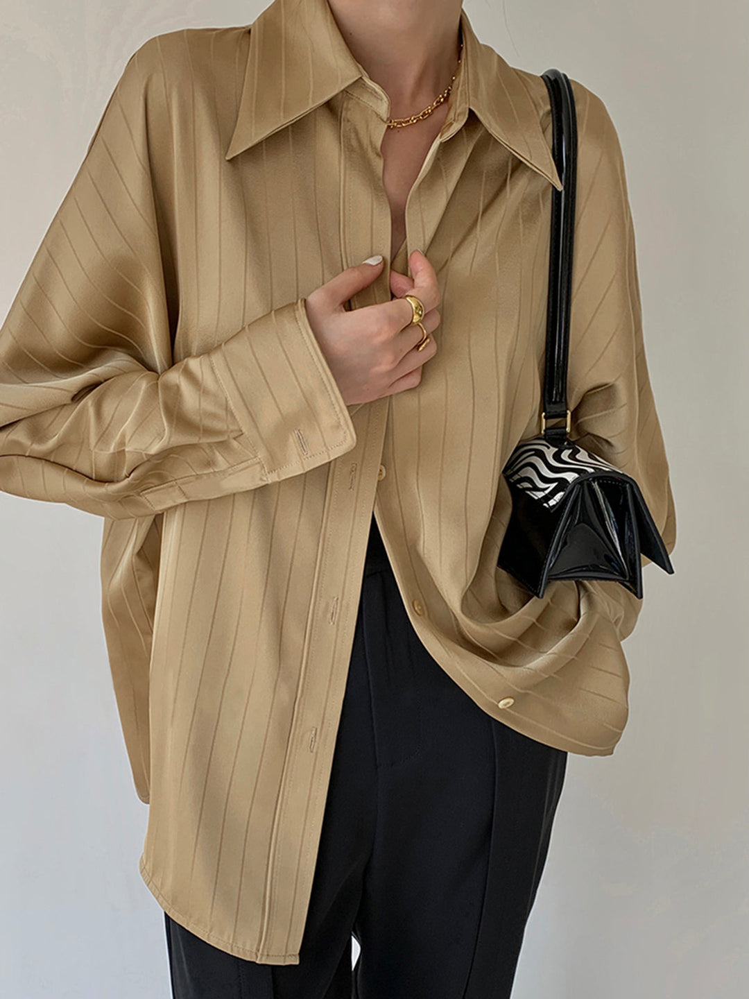 Elara Oversized Button-Up Collared Shirt