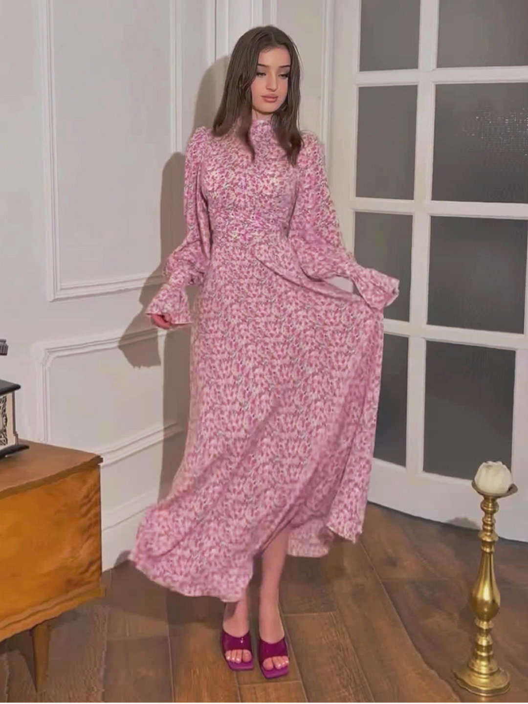 Seraphine Boho Floral Halter Maxi Dress