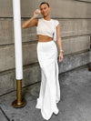 Fiora Patchwork Side Split Maxi Skirt