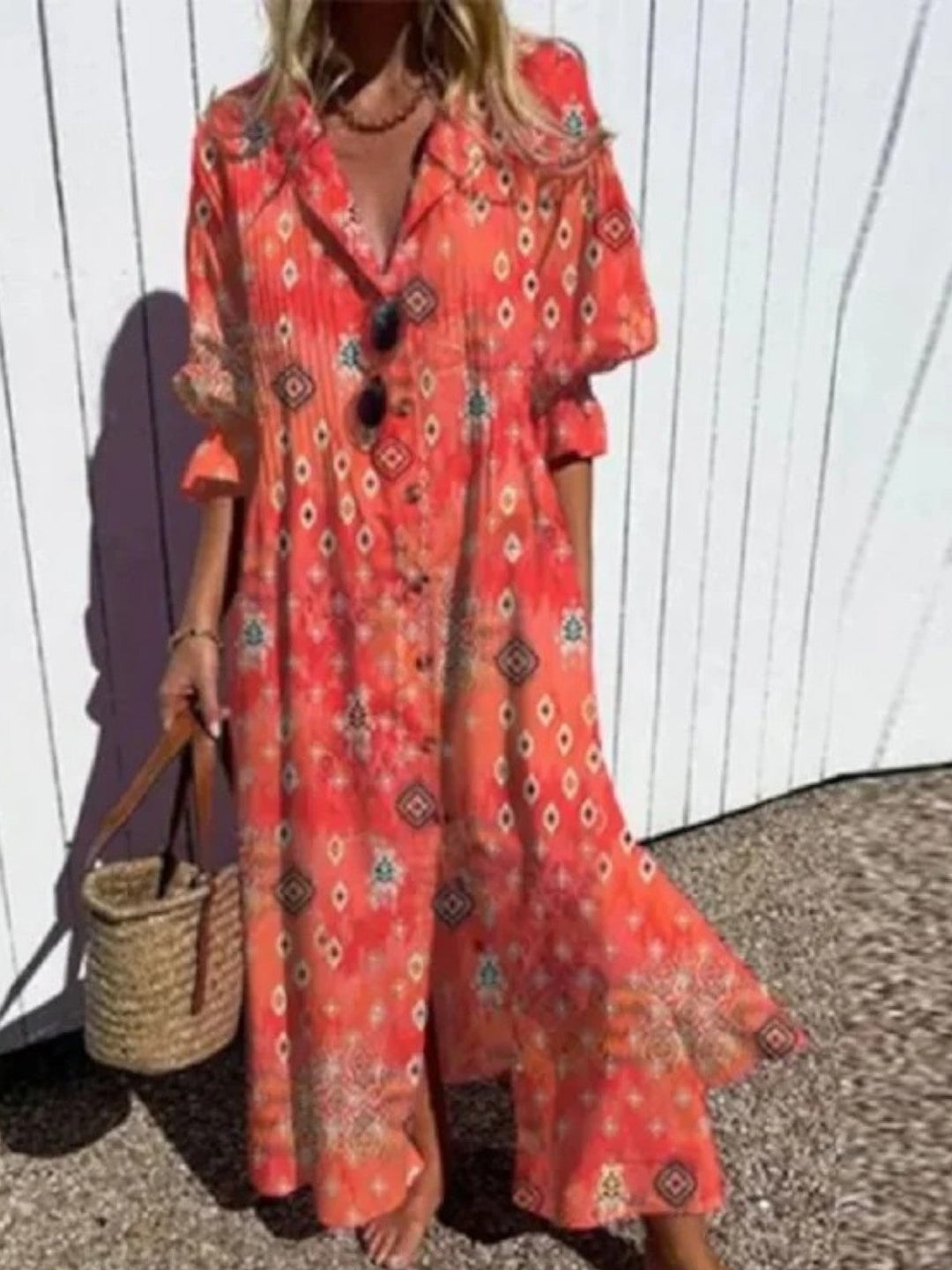 Cassidy - Boho Beauty Puff Sleeve Maxi Dress